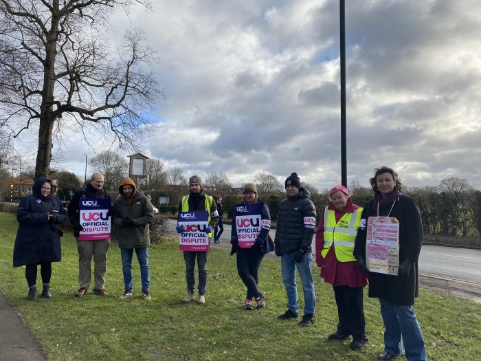 staff striking outside sports centre
