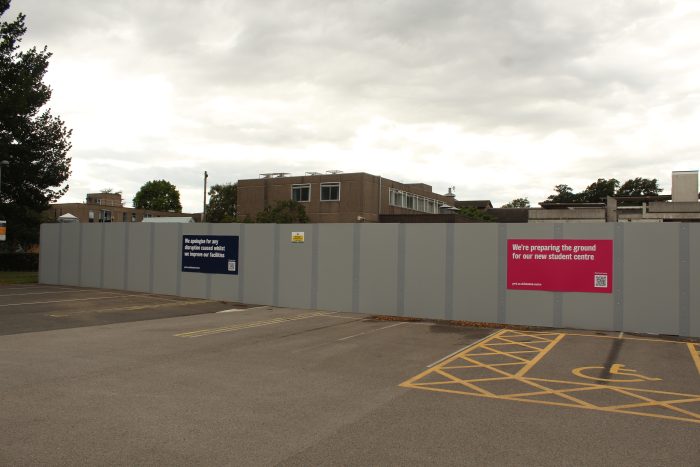 An area of York Campus sectioned off for building the new Student Centre