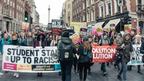 A student protest in London.
